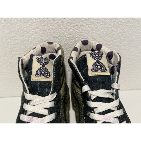 2006 VANS SK8-Hi LX LOOMSTATE SKATE SHOES SZ 8.5 BLUE DENIM POLKA DOTS SNEAKERS - Picture 7 of 14